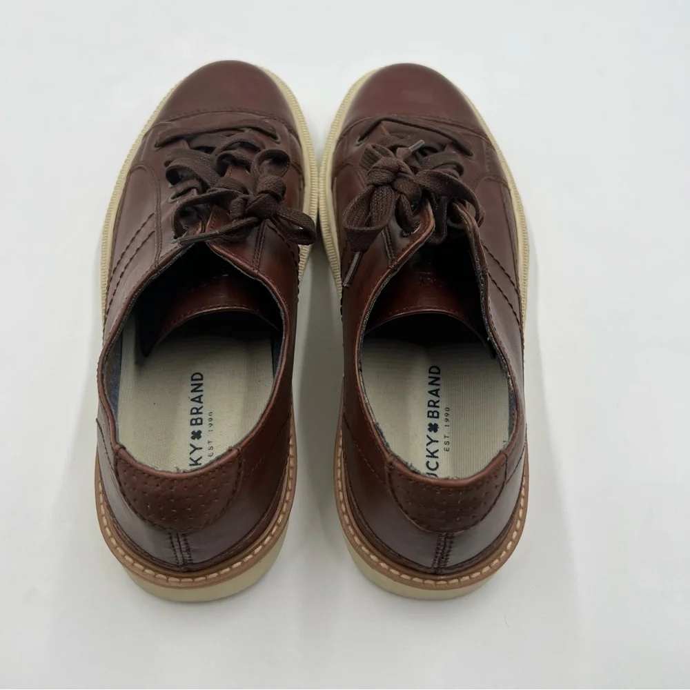 Lucky Brand FIR Mens Brown Leather Cap Toe Low Top Sneakers‎ 10.5M 115-21848